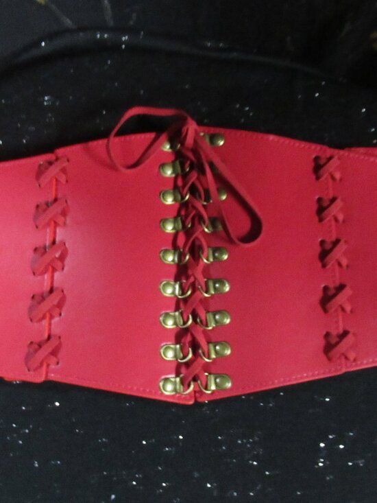 Vintage Look Wide Elastic Red Corset Belt (O/S Plus) main image 7